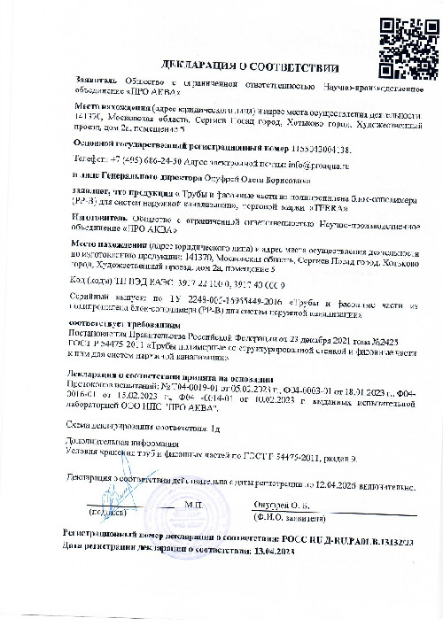 Декларация соответствия TERRA