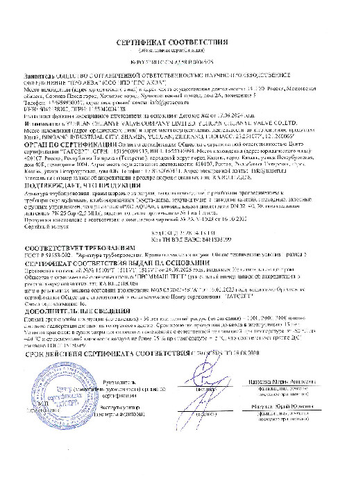 Сертификат краны шаровые 00045/25