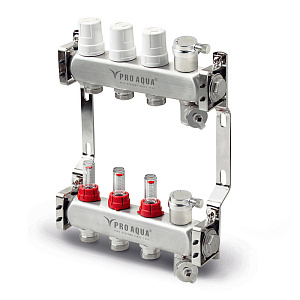 PRO AQUA Коллекторный блок с расходомерами и автоматическими воздухоотводчиками